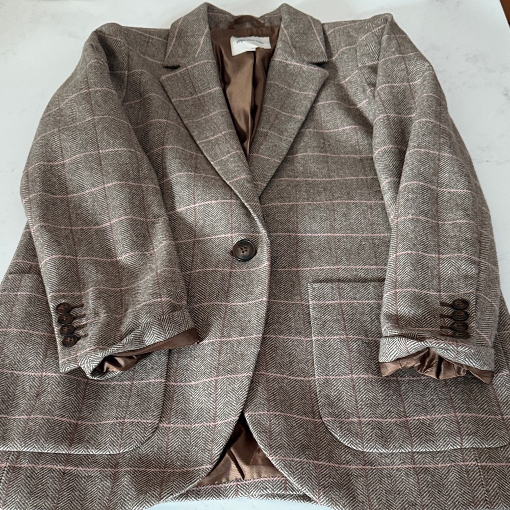 Madewell Brown Plaid Blazer